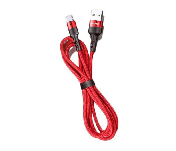USAMS Kabel pleciony U26 USB-C 1m 3A Fast Charging czerwony - 1569040 - zdjęcie